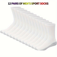 12 Pairs Sport Crew Socks Men Women Moisture Wicking Athletic Socks