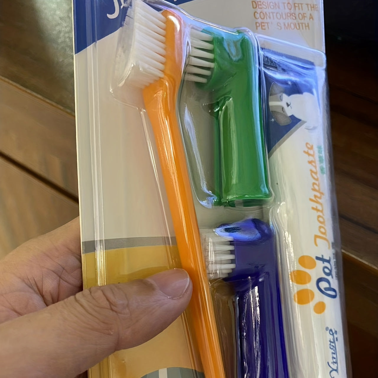 Dual Headed Pet Toothbrush Set for Dogs and Cats Finger Brush Included