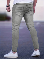 Men's Slim Fit Ripped Jeans Casual Street Style Distressed Denim Pants