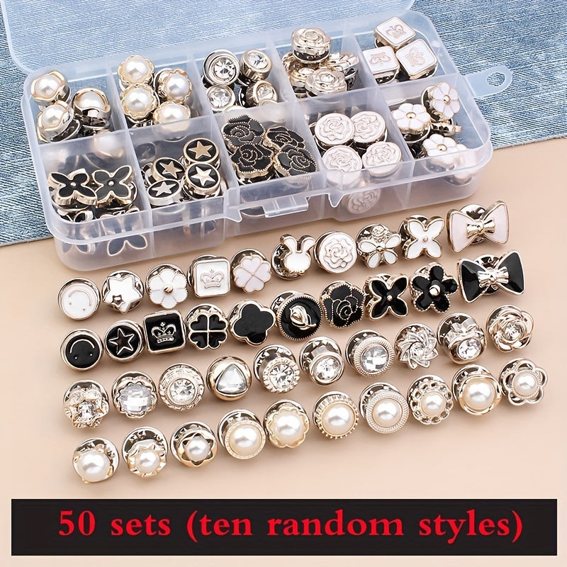 50pcs Anti Glare Brooch Dress Neckline Pearl Pin Seam Buckle