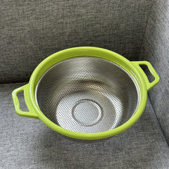 1pc Stainless Steel Kitchen Washing Basin Round Fruit Vegetable Filter Basin