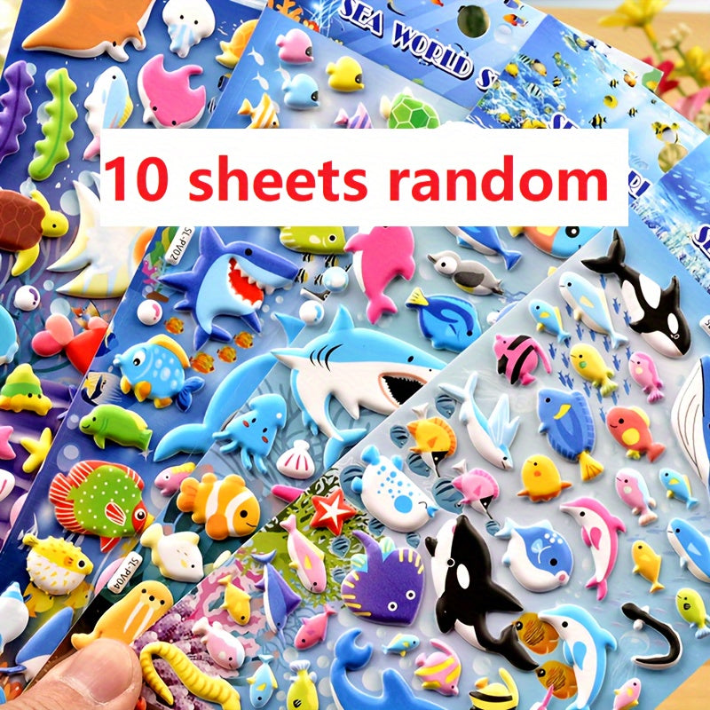 10 Pack Ocean Theme PVC Stickers Sea World Animal Decals for Cars Laptops