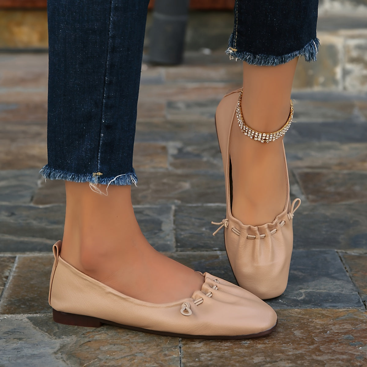 Women's Square Toe Flat Shoes Soft Sole Casual Ballet Flats