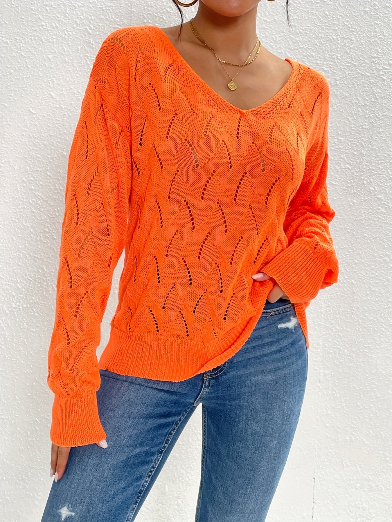 Back Button Sweater Long Sleeve Fall/Winter Casual Women's Clothing