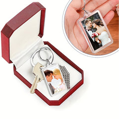 5pcs Photo Frame & Pendant Keychain for Men Family Memory & Decoration