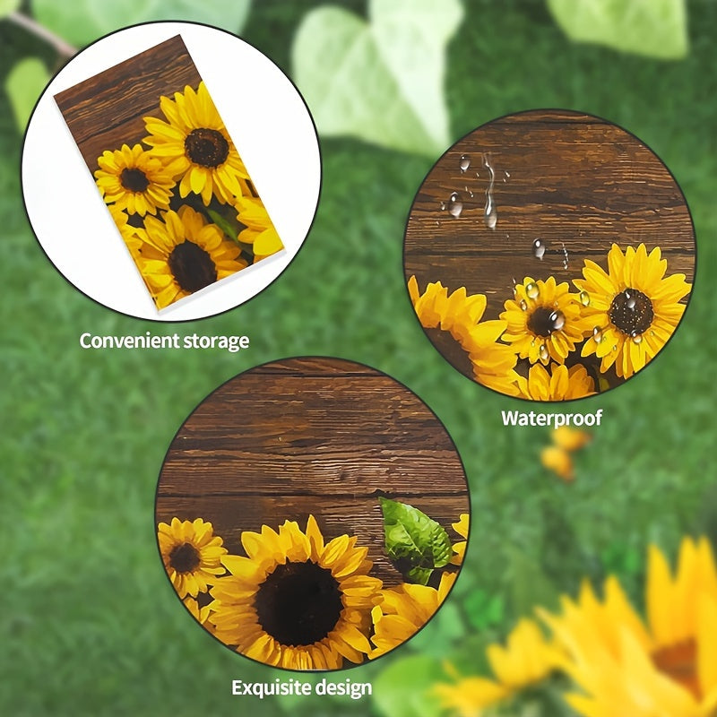 Rustic Sunflower Wood Grain Tablecloth Vintage Table Covers