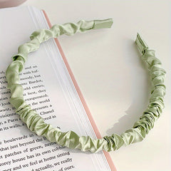 Sweet Satin Pleated Headband All Match Hair Hoop for Women Girls