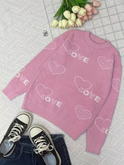 Girls Graphic Fleece Long Sleeve Pullover Sweater