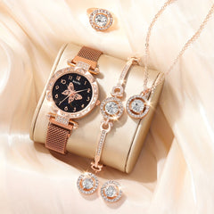Butterfly Rhinestone Watch & Bracelet Set