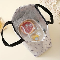 Flower Printed Insulated Lunch Bag Waterproof Large Capacity for Picnic