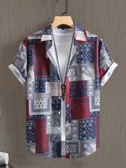 Retro Style Graphic Pattern Shirt Men's Casual Semi-Formal Button Up