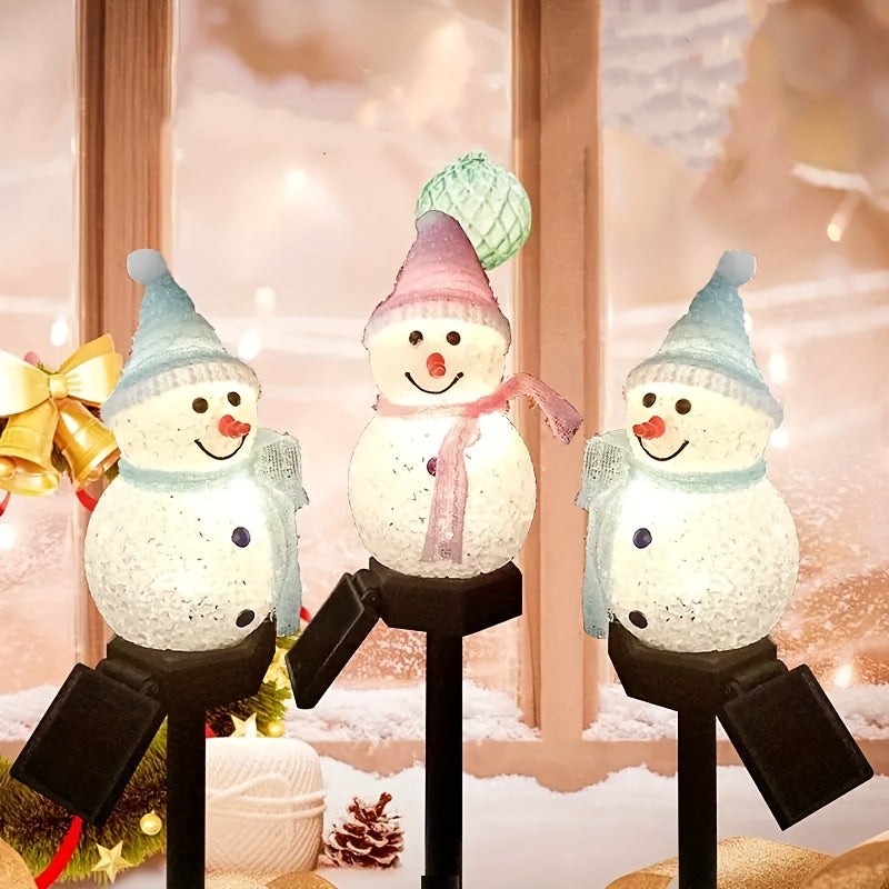 Solar Christmas Snowman Ground Plug in Light Outdoor Garden Light