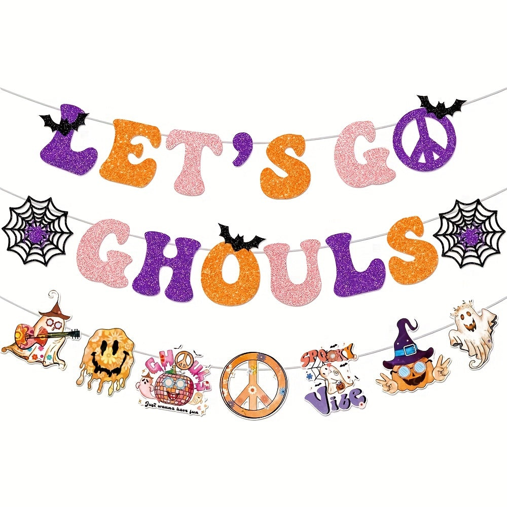 Hippie Theme Ghost Halloween Party Banner