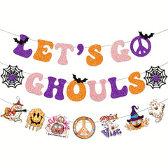Hippie Theme Ghost Halloween Party Banner