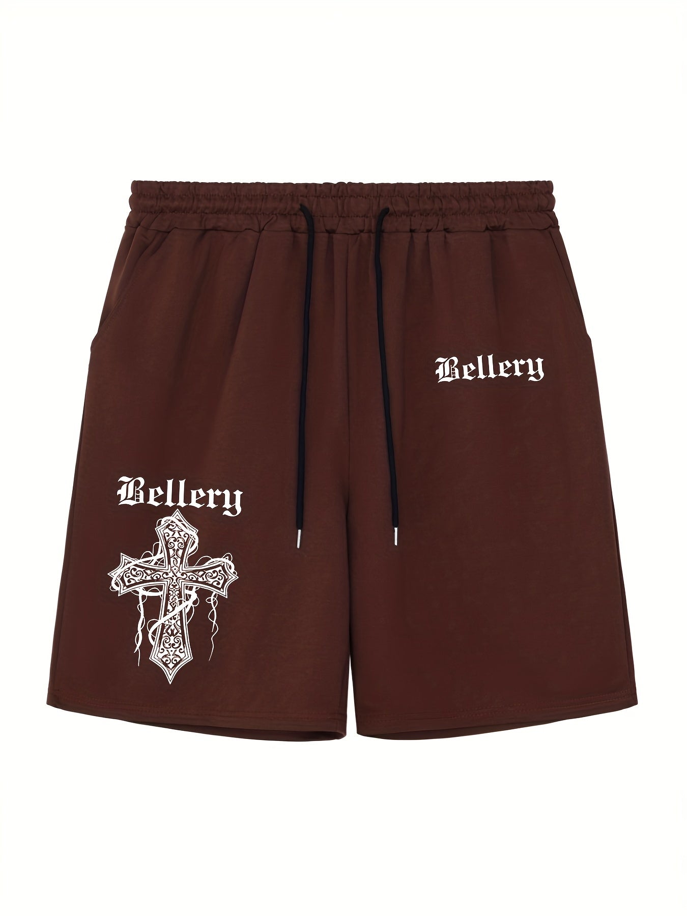 Christian Cross Comfy Shorts Men's Casual Solid Elastic Waist Drawstring Shorts