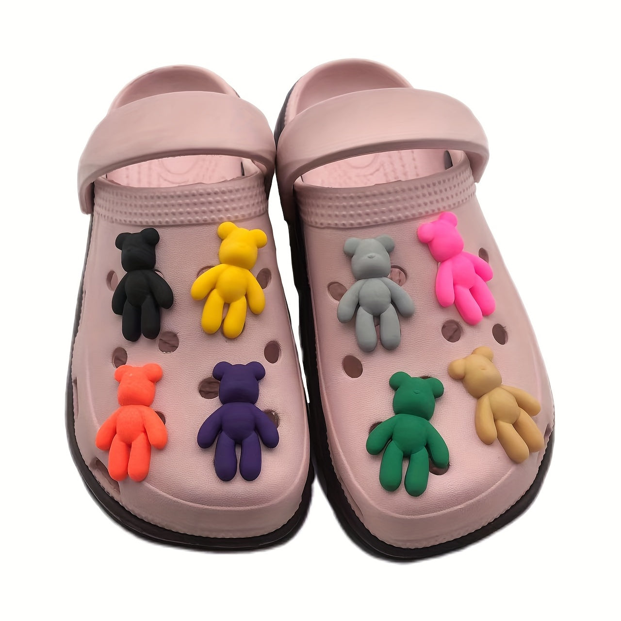 8pcs Bear Shoes Decoration Charms For Slipper Sandals DIY Shoes Pins