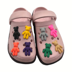 8pcs Bear Shoes Decoration Charms For Slipper Sandals DIY Shoes Pins