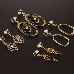 Plated Clip On Earrings For Women Set of 5 Pairs Girls Lightweight Nice Gift