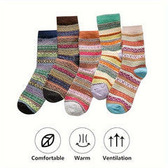 5 Pairs Winter Wool Couple Socks Warm Holiday Vintage Style