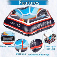 47-inch 119 Snow Tube Inflatable Sled Heavy Duty Snow Pad with Handle