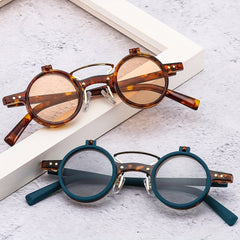 Round Frame Punk Double layer Flip Sunglasses Retro Outdoor Sunshade Decoration