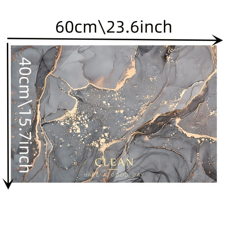Marble Pattern Bath Rug Non Slip Quick Dry Bath Mat
