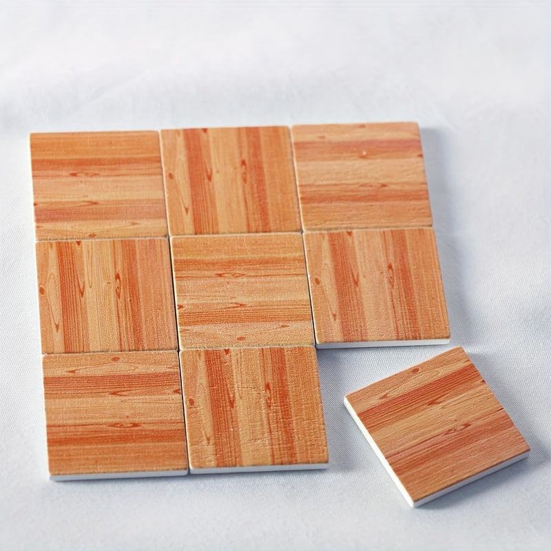 9pcs Doll House Wooden Floors Imitation Tile Decor