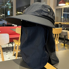 Summer Wide Brim Sun Hat UV Protection Bucket Hat with Face Cover