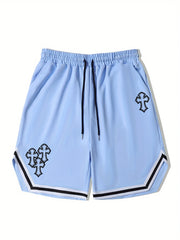 Men's Cross Graphic Drawstring Stretchy Shorts