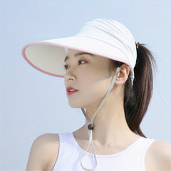 Wide Brim Ponytail Visor Hat UV Protection Sun Hat