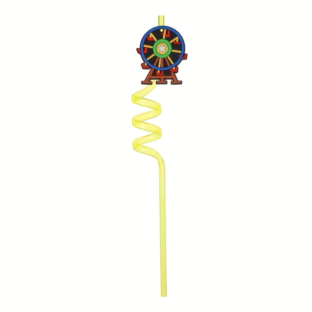 8pcs Circus Series Reusable Pet Straws for Party Bar Decoration