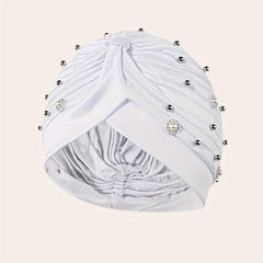 Faux Pearl Beads Hair Wraps Turban Head Scarf Beanie Cap