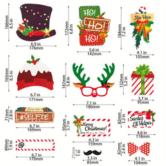 Christmas Photo Props Funny Hat Socks Snowman Antlers Paper Props