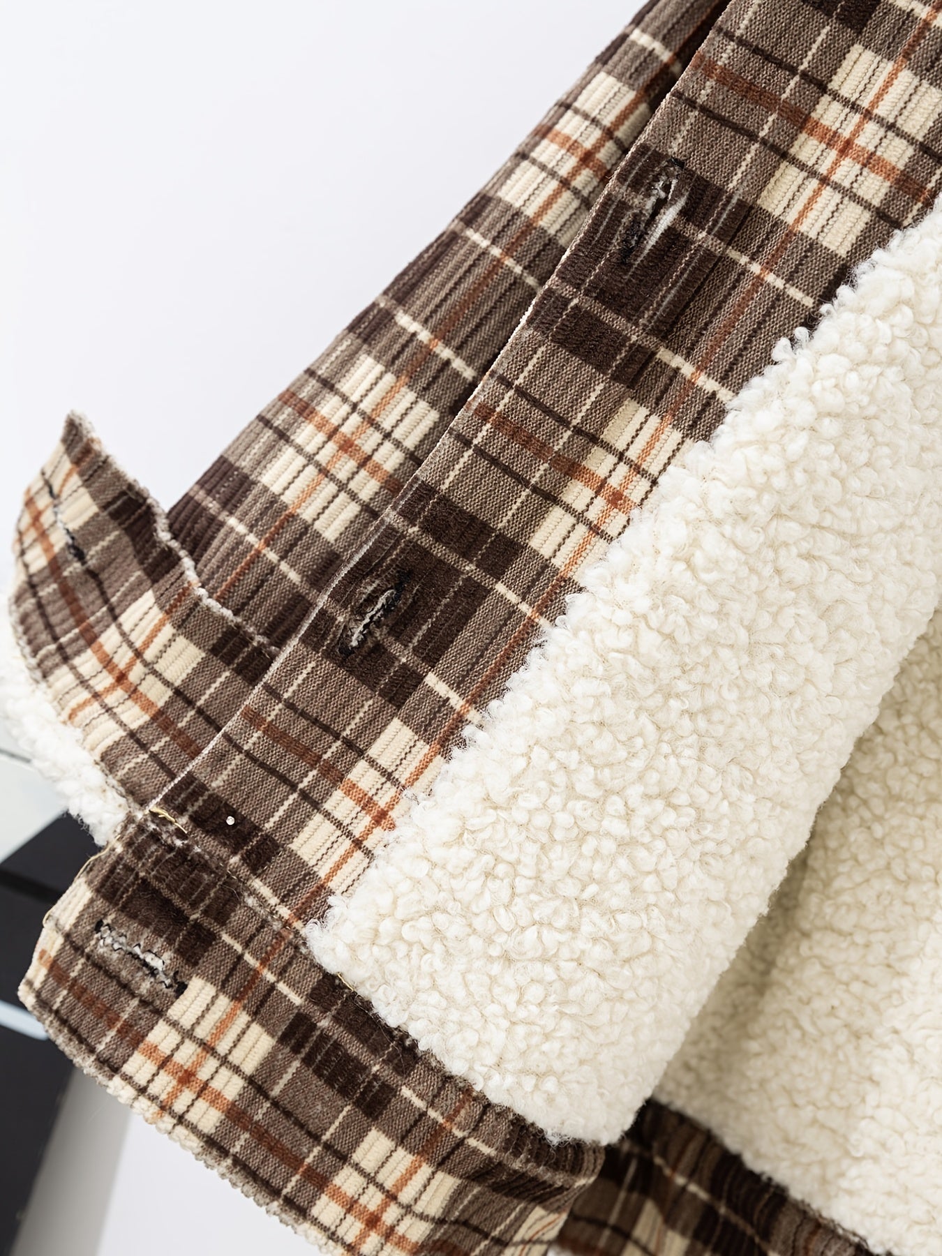 Boy Fleece Striped Corduroy Jacket Coat Fur Collar