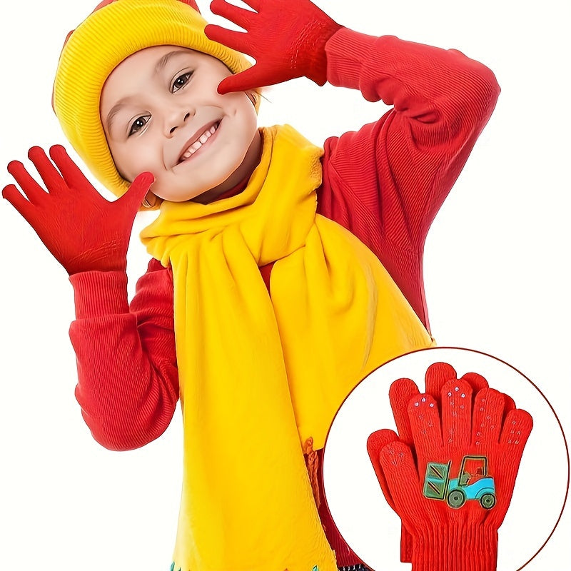 6 Pairs Kids Knitted Gloves Winter Warm Boys Girls