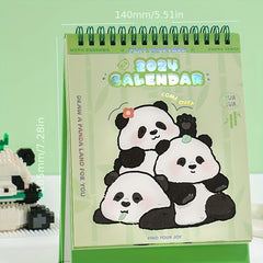 Cartoon Panda Desk Calendar Portable Planner Coil Desktop Monthly Calendar