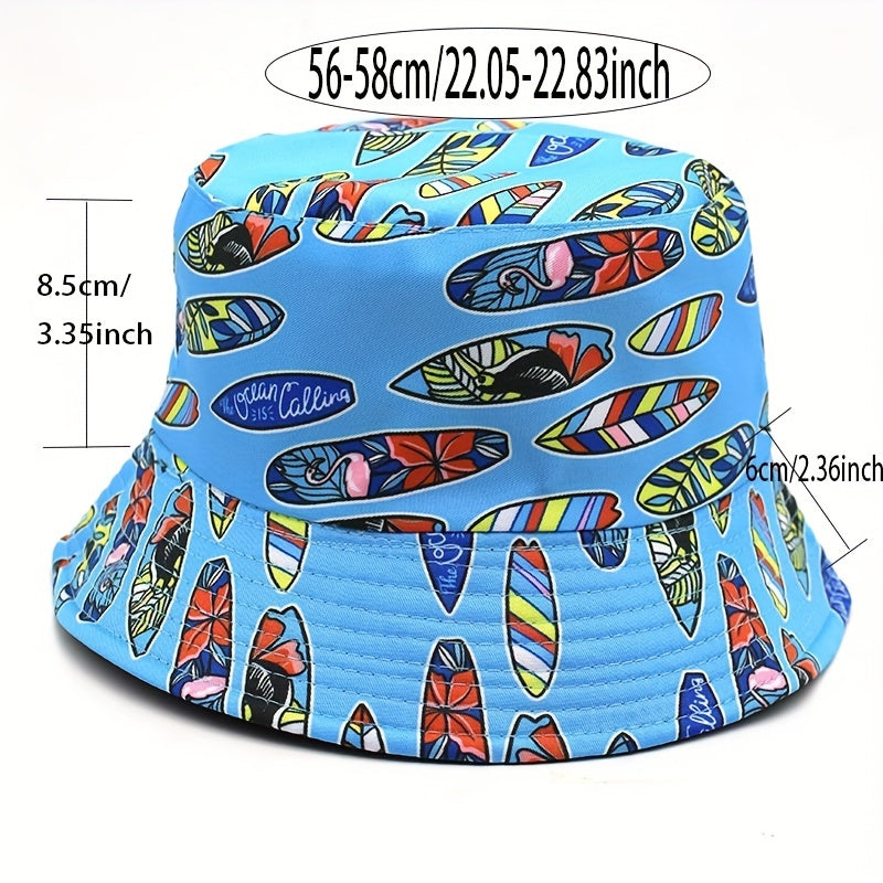 Colorful Skateboard Pattern Sunshade Bucket Hat for Outdoor Travel