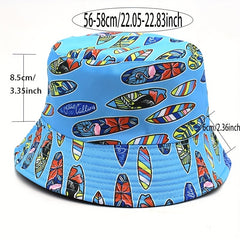 Colorful Skateboard Pattern Sunshade Bucket Hat for Outdoor Travel