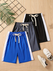 Boys 3pcs Mesh Breathable Sports Shorts Set