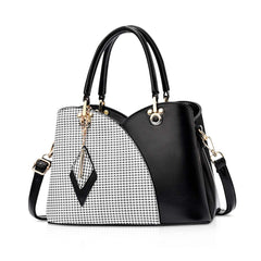 Women's Large Capacity Check Shoulder Bag Top Handle Crossbody