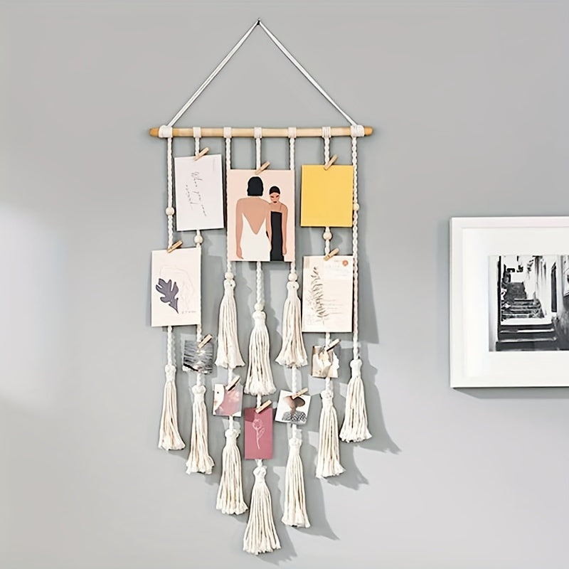 Photo Display Lace Wall Hanging With 10 Wooden Clips
