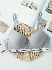 Comfy Push Up Bra Letter Print T Shirt Style