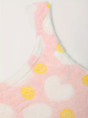 Heart & Polka Dot Flannel Crop Top & Shorts Set