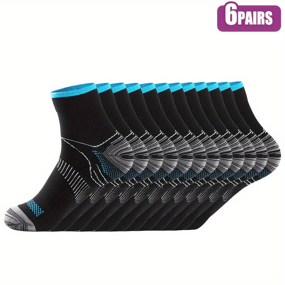 6pairs Sports Compression Socks Arch Support Breathable Comfortable Ankle Socks