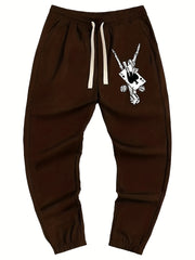 Hand Skeleton & Dice Poker Print Men's Drawstring Sweatpants