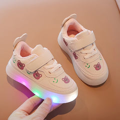Cartoon Print Low Top Light Up Sneakers for Girls