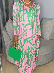 Graffiti Print Maxi Dress with Pockets