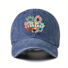 Flower Print Baseball Cap Washed Distressed Dad Hat Sun Hat for Women