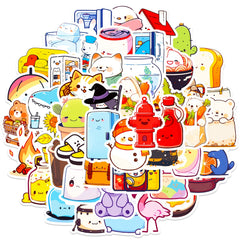 50pcs Lively Animal Series Stickers Laptop Helmet Desktop Water Cup Decor