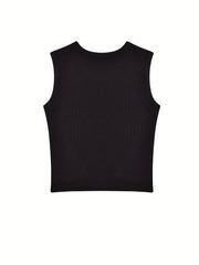 Solid Tank Top Crew Neck Sleeveless Summer Top
